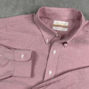 Roundtree & Yorke Gold Label Mens Pink Oxford Shirt Non-Iron 16.5 Cotton Large